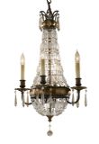 Paris 4 Arm Antique Bronze Crystal Chandelier